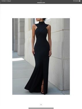 Mooyius High - Neck Cross-Bodice Sleeveless Maxi Dress XS-(2)